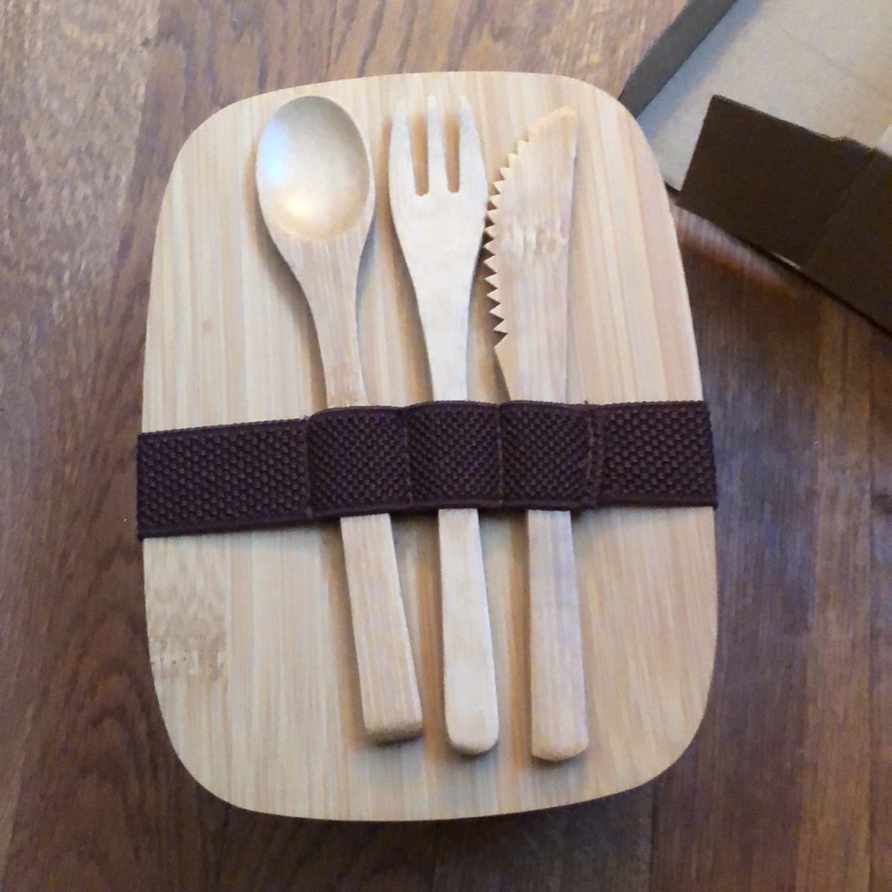 Bamboo and stainless lunch box new